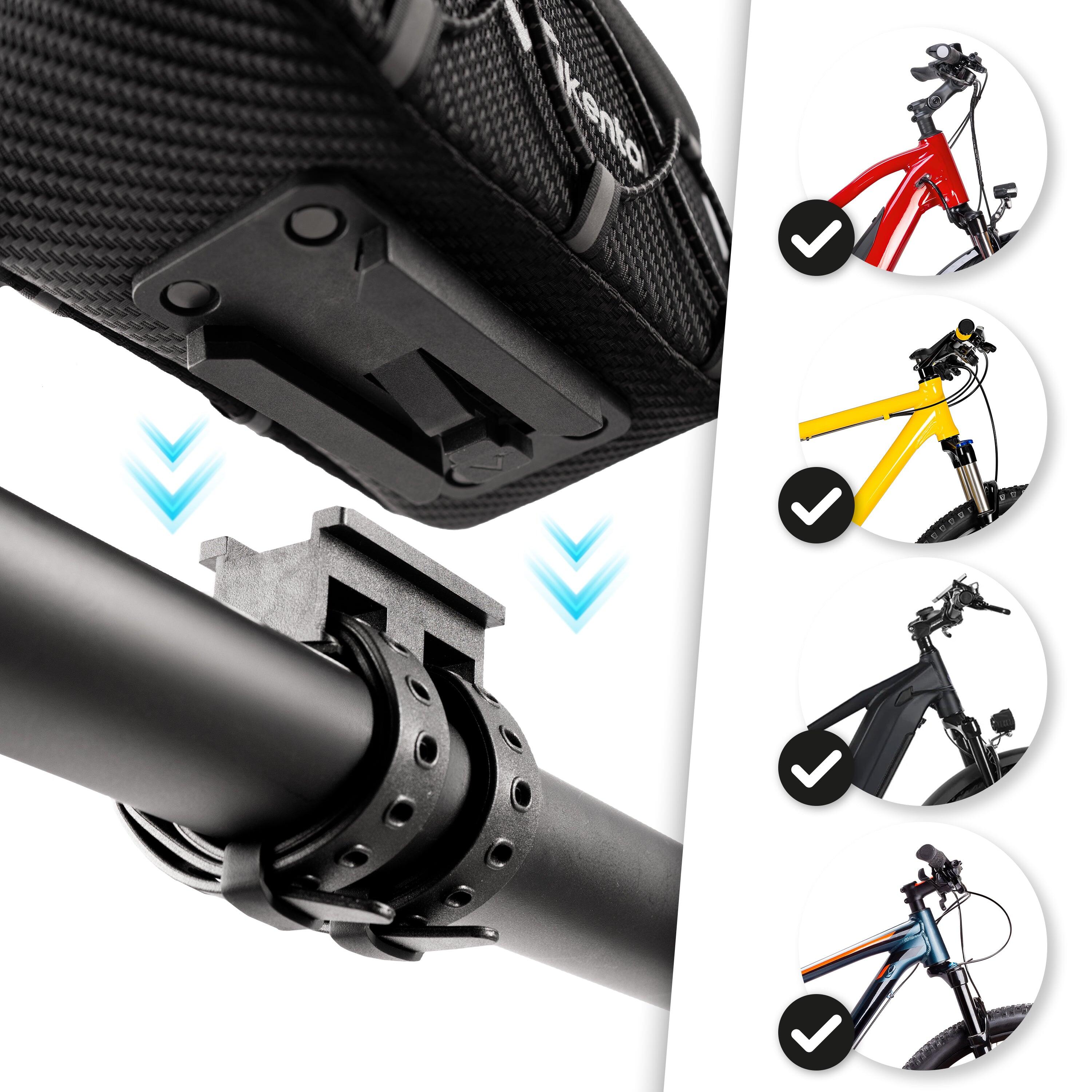 Frame Bag - con scomparto per telefono e protezione contro la pioggia nera 3/7
