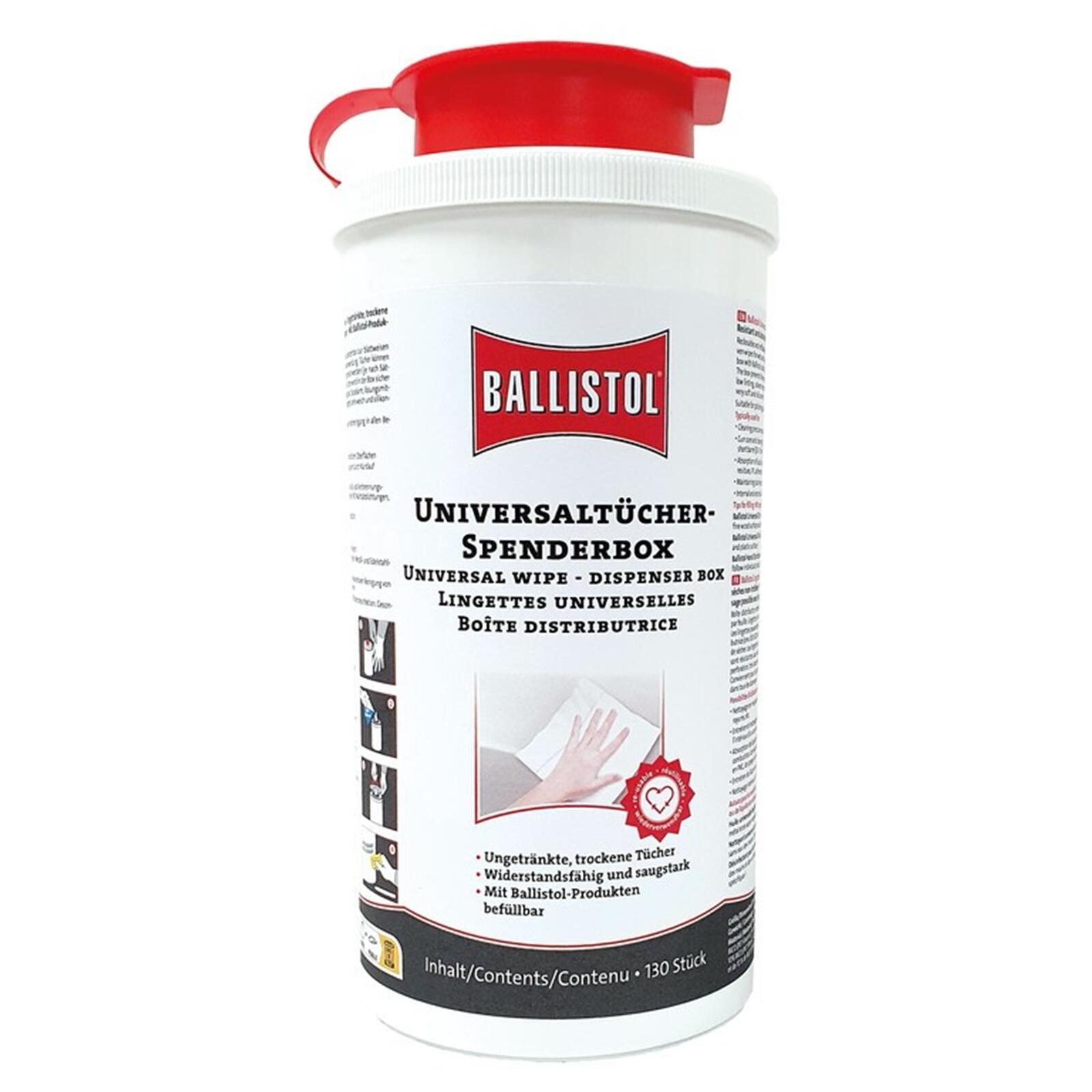 Ballistol Universaltücher Spenderbox 130 trockene Tücher 20x19cm 1/3