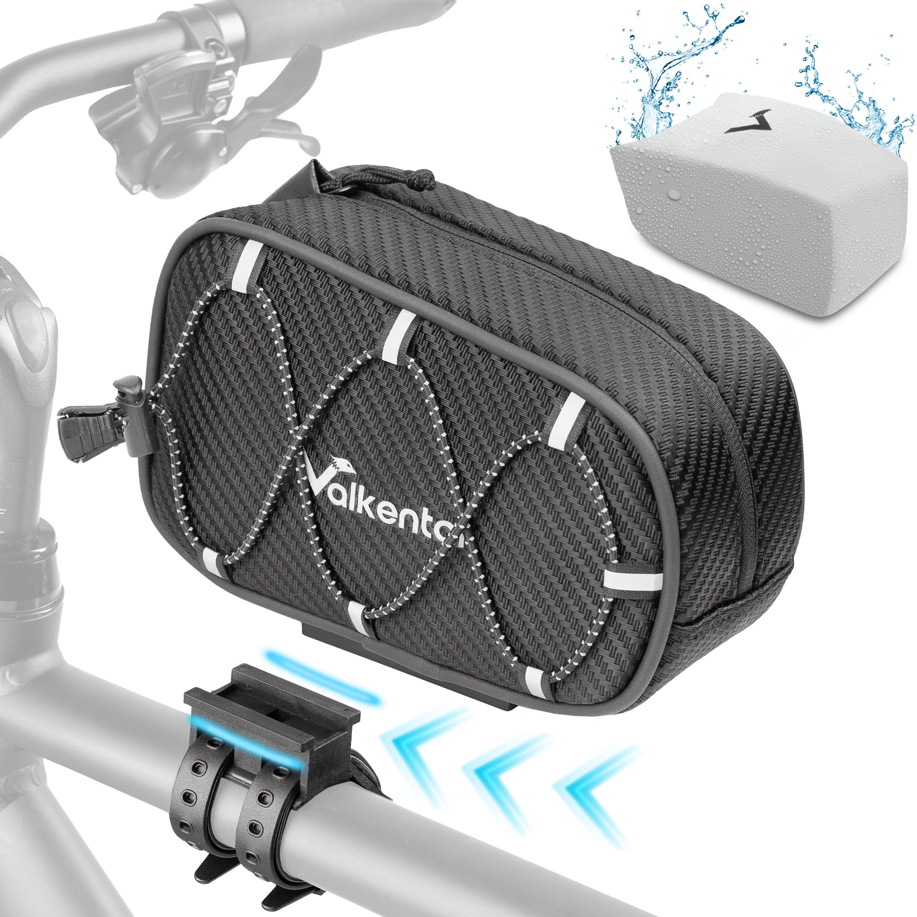 Valkental - Sacoche De Cadre Pour Velo Sacoche Velo Impermeable Avec Protection Pluie 1,8l - Sacoche De Cadre - Noir - 1,8 L - Decathlon