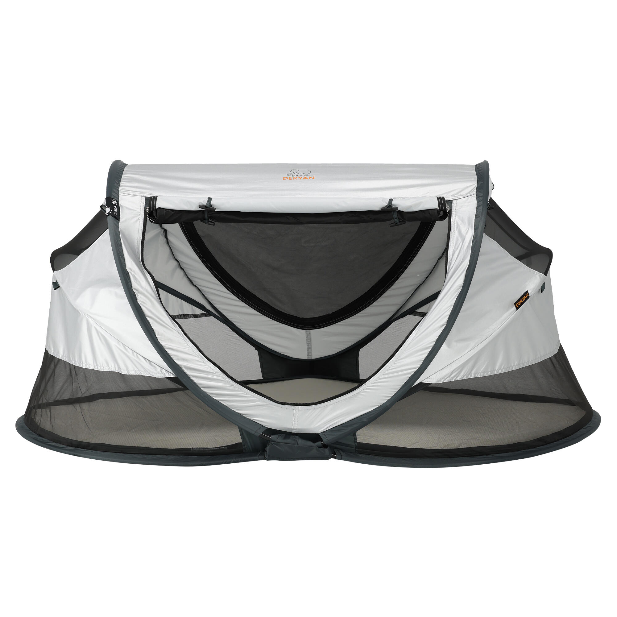 DERYAN Peuter Luxe Campingbett - Inklusive selbstaufblasender Matratze - Silber