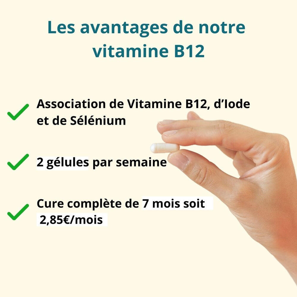 Vitamine B12 + Iode et Sélénium - Énergie et système nerveux - 60 gélules 2/5