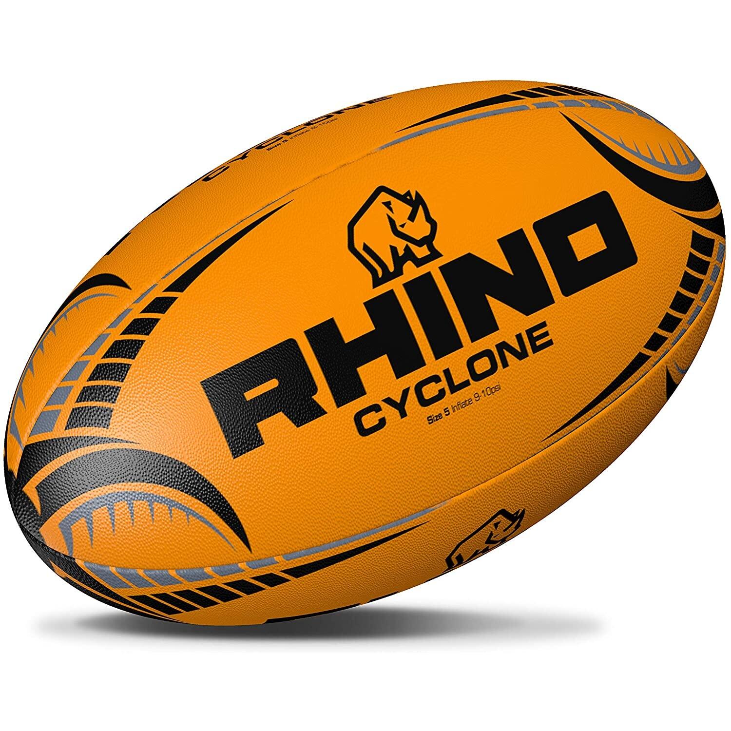 Palla Da Rugby Rhino Cyclone Arancione Fluorescente 2/4
