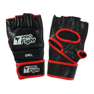 Uomo Pelle Guanti Senza Dita PROfight MMA Nero