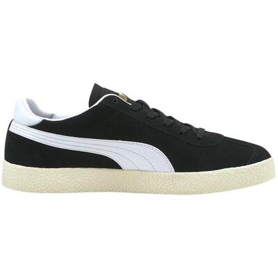 Heren club logo suede trainers (wit, zwart)