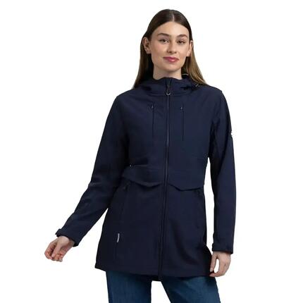 Veste Softshell Trespass AYLMER Femme bleu marine chiné, capuche, TPU