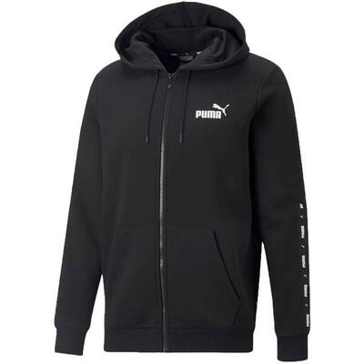 Heren ess+ tape full zip hoodie (zwart)