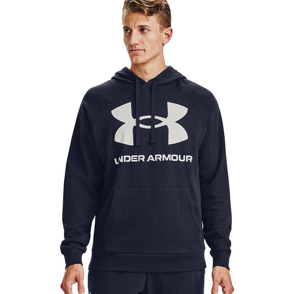 Felpa Con Cappuccio Uomo Under Armour Rival Blu Navy 2/2