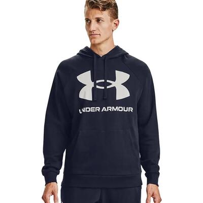 Heren rival groot logo fleece training hoodie (marineblauw)