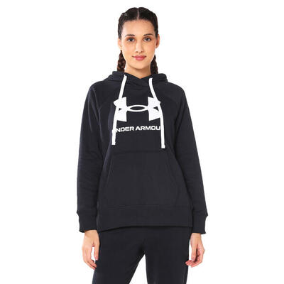 Dames rival logo fleece hoodie (zwart)