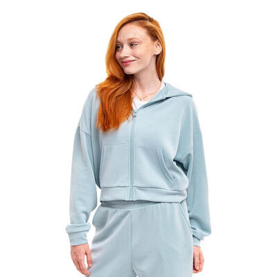 Dames f1002 hoodie met volledige rits (blauw)