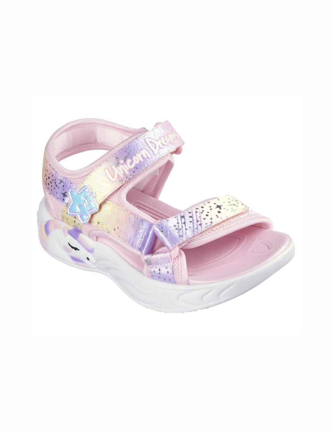 Sandali per ragazze Skechers Lights unicorn dreams Rosa 3/5