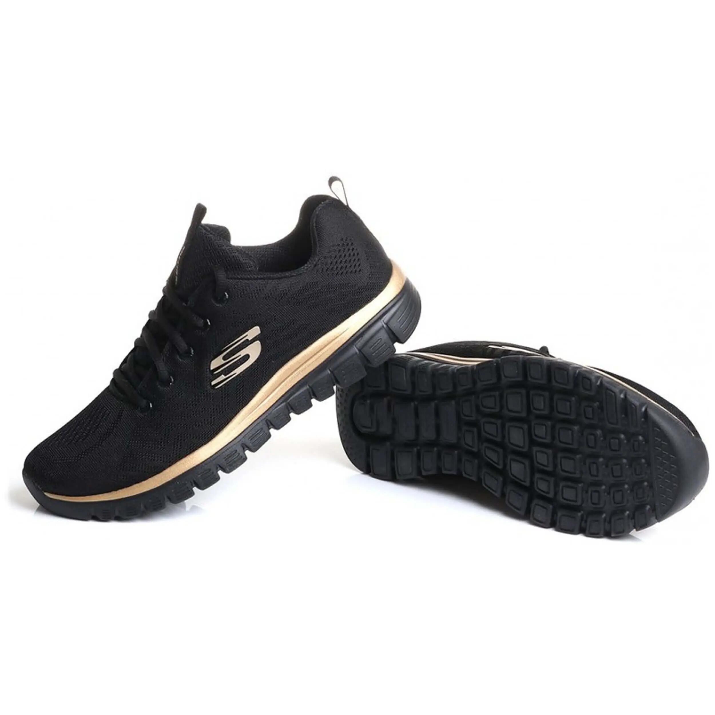 Chaussures Lifestyle Skechers Gracefulget Connected Noir/Rose Gold Femme 3/6