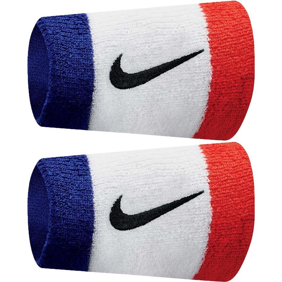 NIKE Unisex Brede Swoosh Polsband voor volwassenen (Set van 2) (Wit/Rood/Blauw)