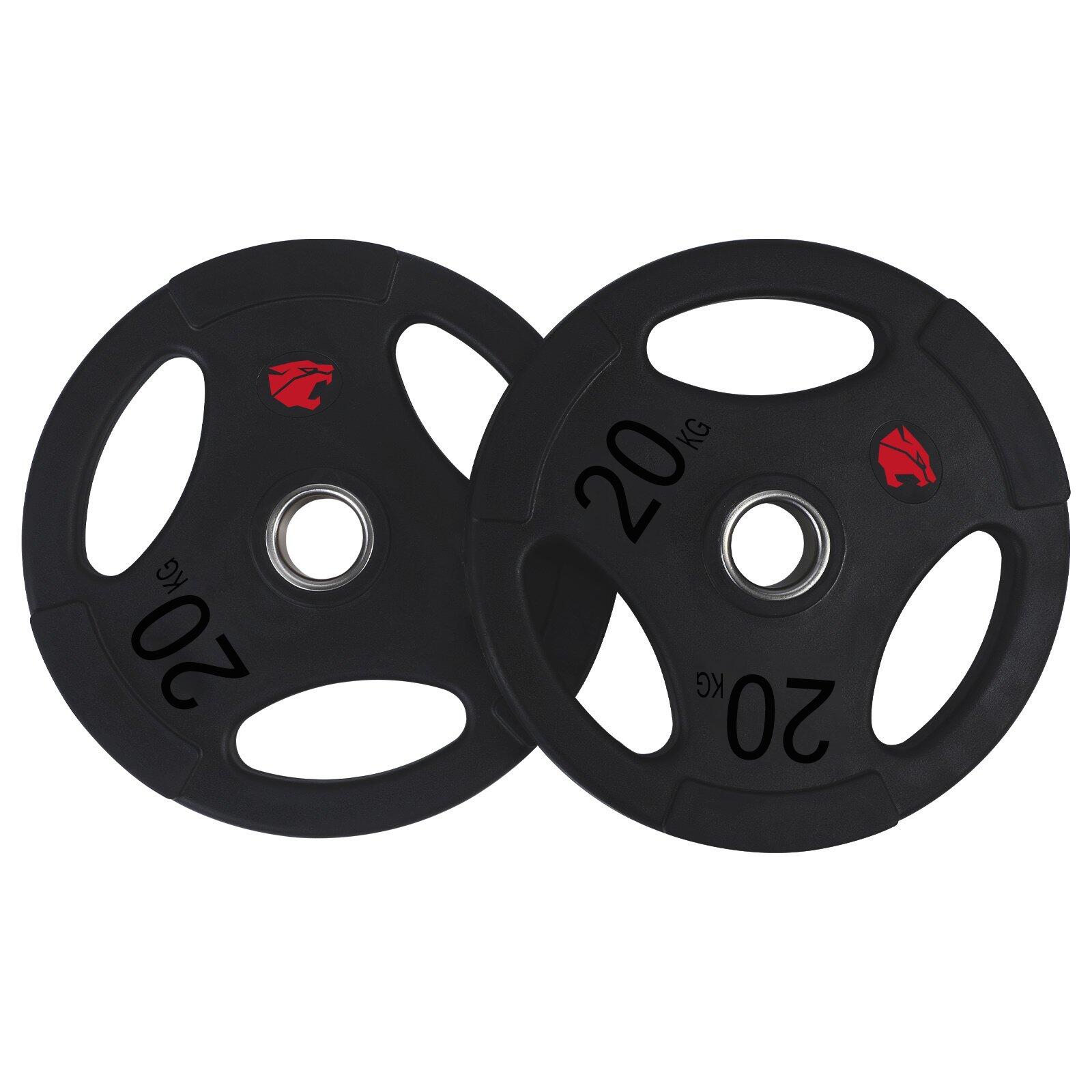 Discos de musculação 20 kg 50mm fitness tech conjunto 2 unidades