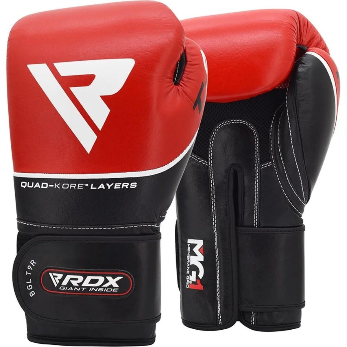 Luvas de boxe de couro t9 - vermelho - tamanho: 10 onças