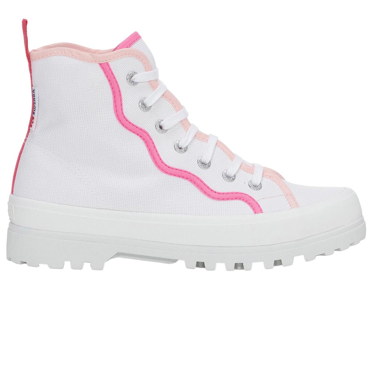 Womens/Ladies 2341 Alpina Curly Bindings Ankle Boots (White/Pink) 3/4