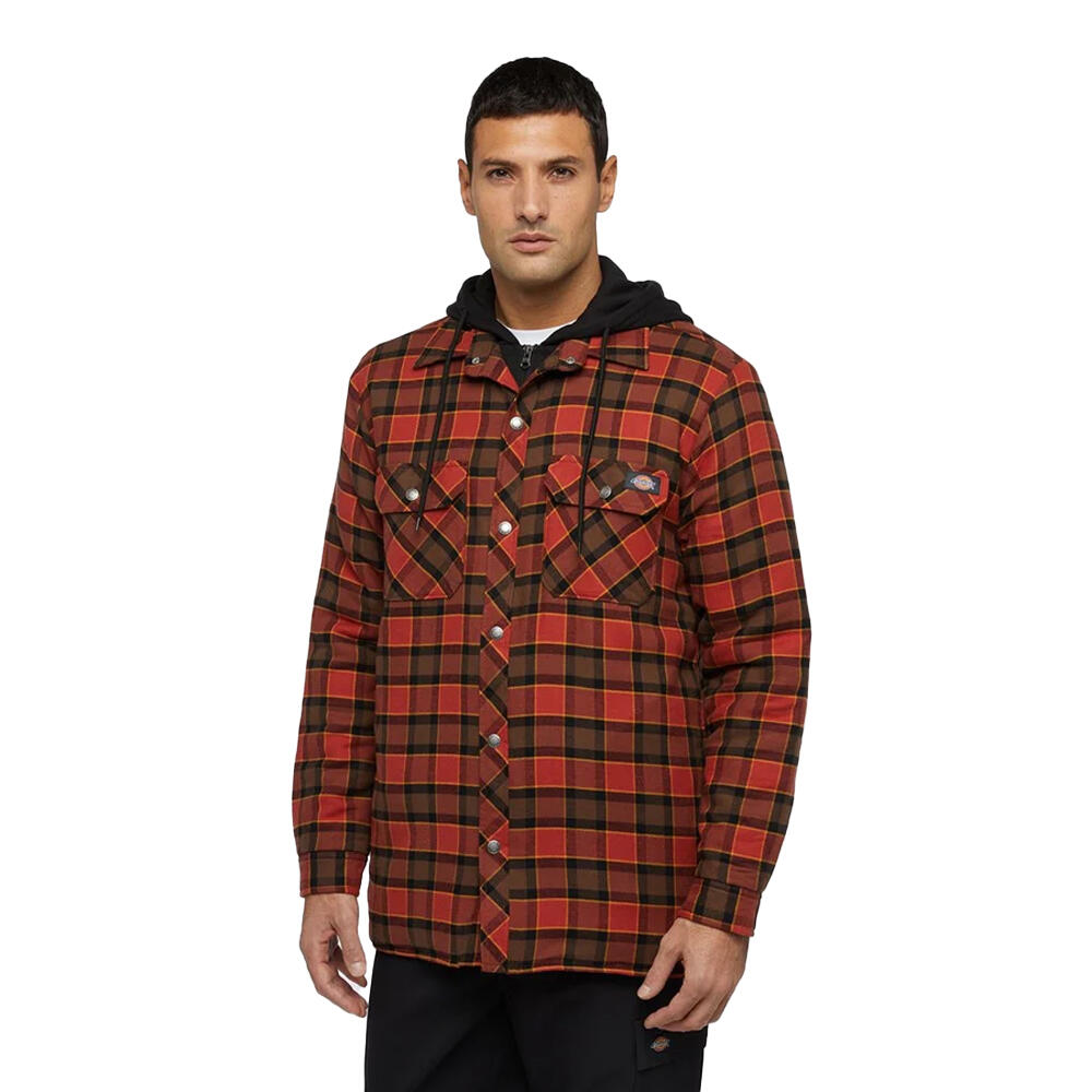 DICKIES Mens Flannel Hooded Shirt (Red Ochre)