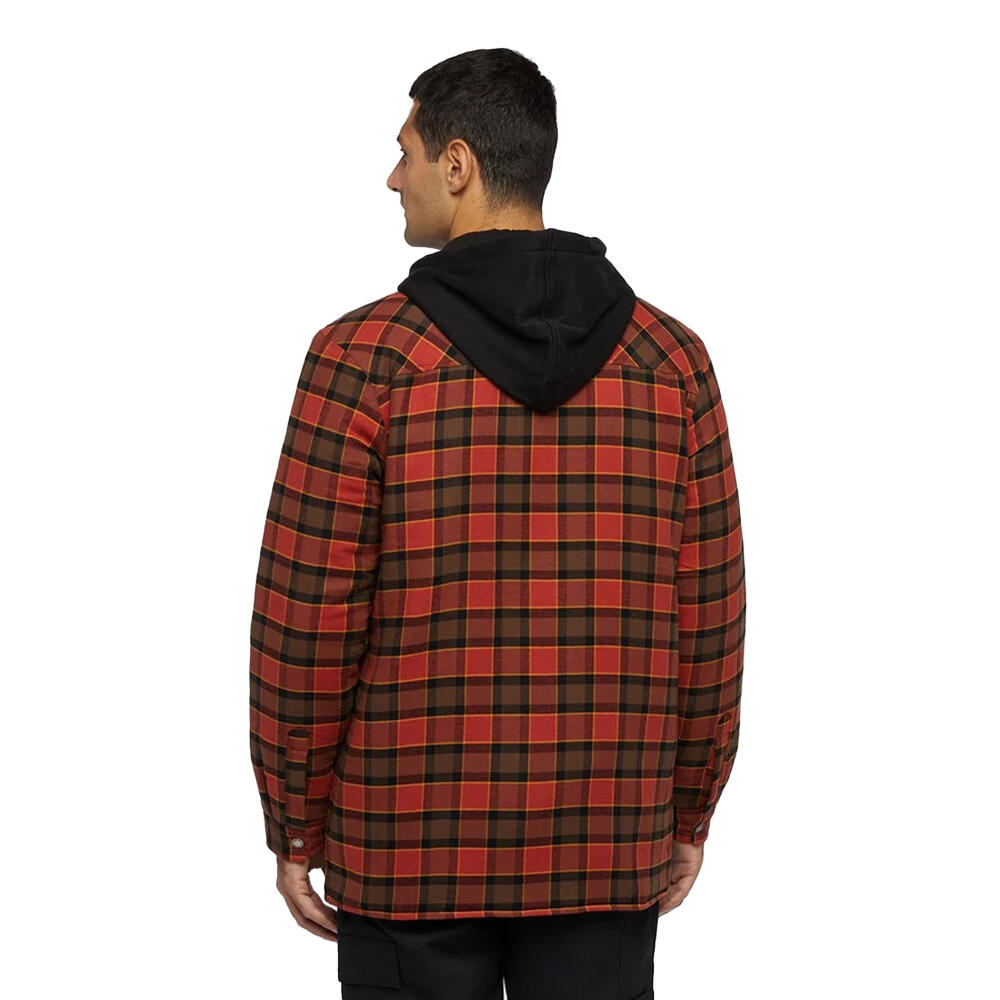 Mens Flannel Hooded Shirt (Red Ochre) 2/4