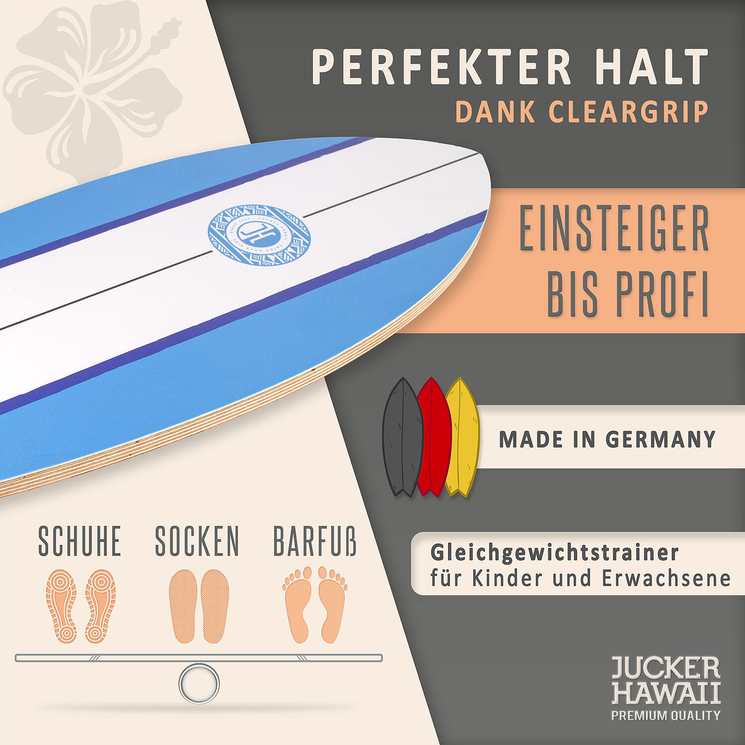 Balanceboard ALOHA | Set inkl. Korkrolle | Gleichgewichtstrainer 3/7