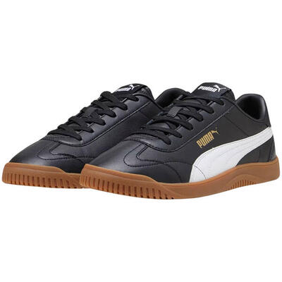 Heren club 5v5 gecoat leren trainers (wit. zwart)