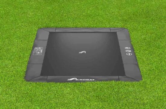 Trampoline rectangulaire plat au sol Akrobat Primus anthracite 335 x 244 cm