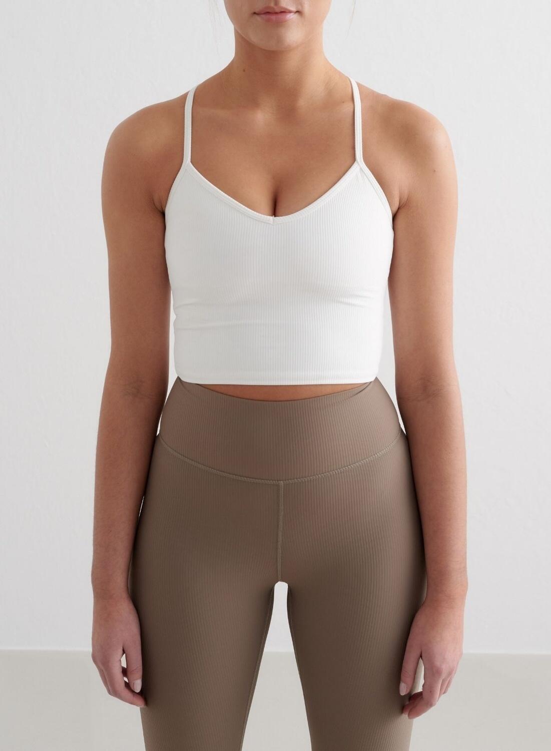 AIM'N Donna Yoga Reggiseno Sportivo A coste Asciugatura Rapida Bralette Bianco