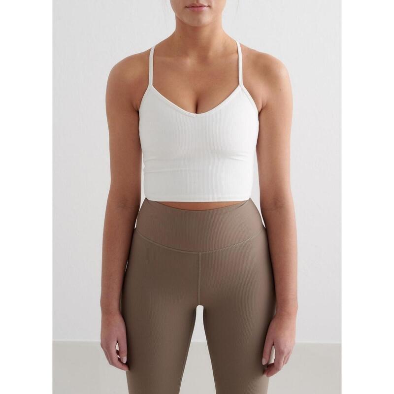 Femme Yoga Soutien-gorge de sport Côtelé Séchage Rapide Bralette Blanc