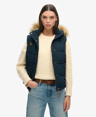 Damesjas van imitatiebont zonder mouwen superdry everest