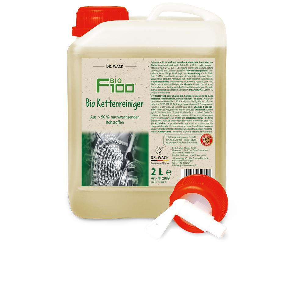 F100 Kettenreiniger Bio Kanister 2 ltr.inkl. Auslaufhahn + 2 Leerflaschen 2/3