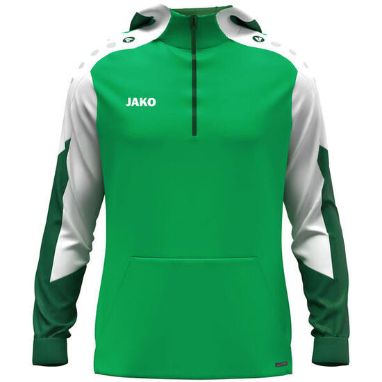 Sweat à capuche - Multisport - Homme - Demi-zip, durable - Vert/Blanc/Vert foncé