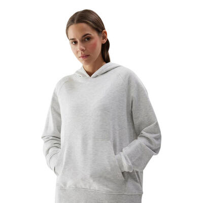 Dames effen hoodie (lichtgrijs melange)