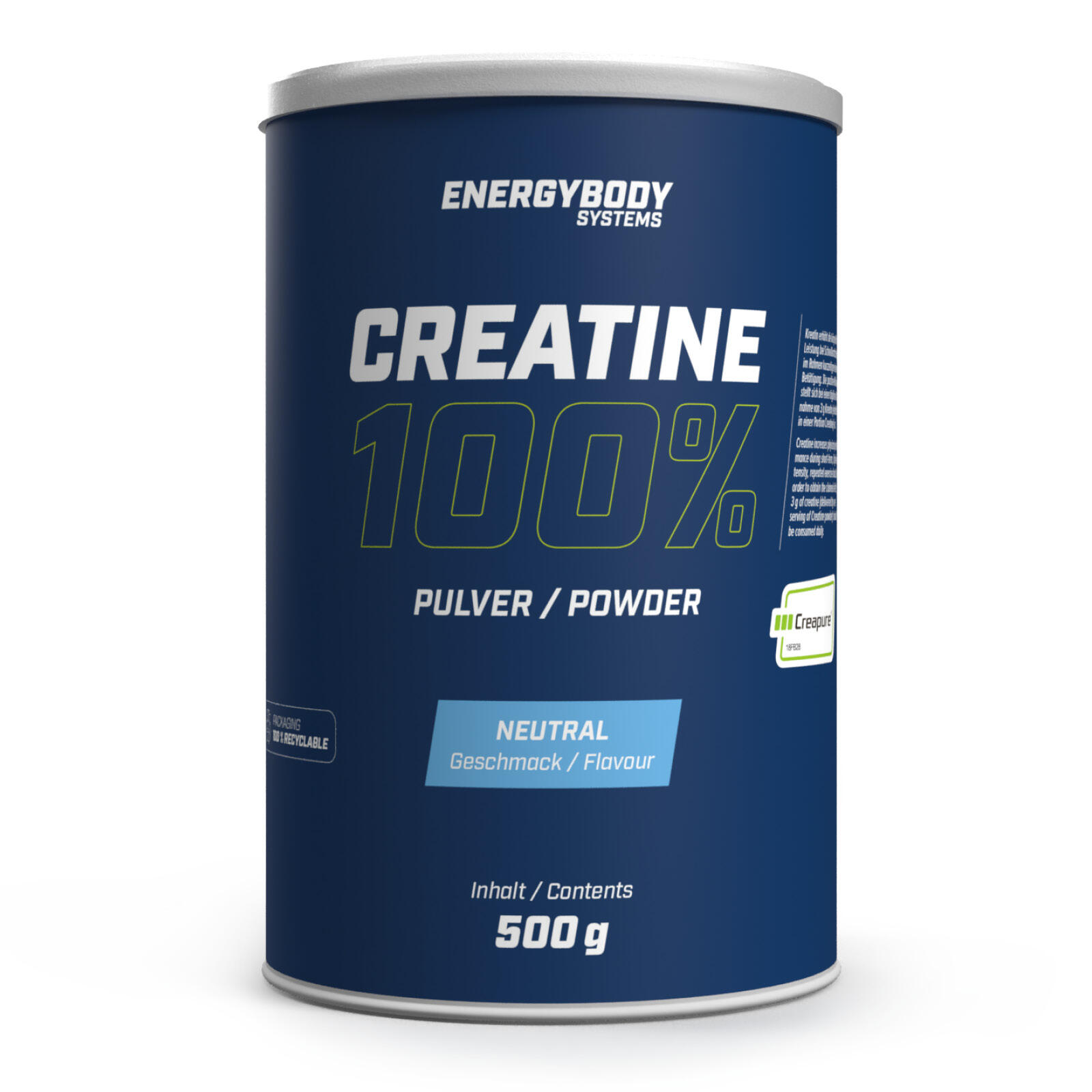 Energybody Creatine 100 % Creapure® Pulver, 500 g 1/2