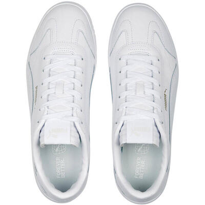 Heren club 5v5 gecoat leren trainers (wit)