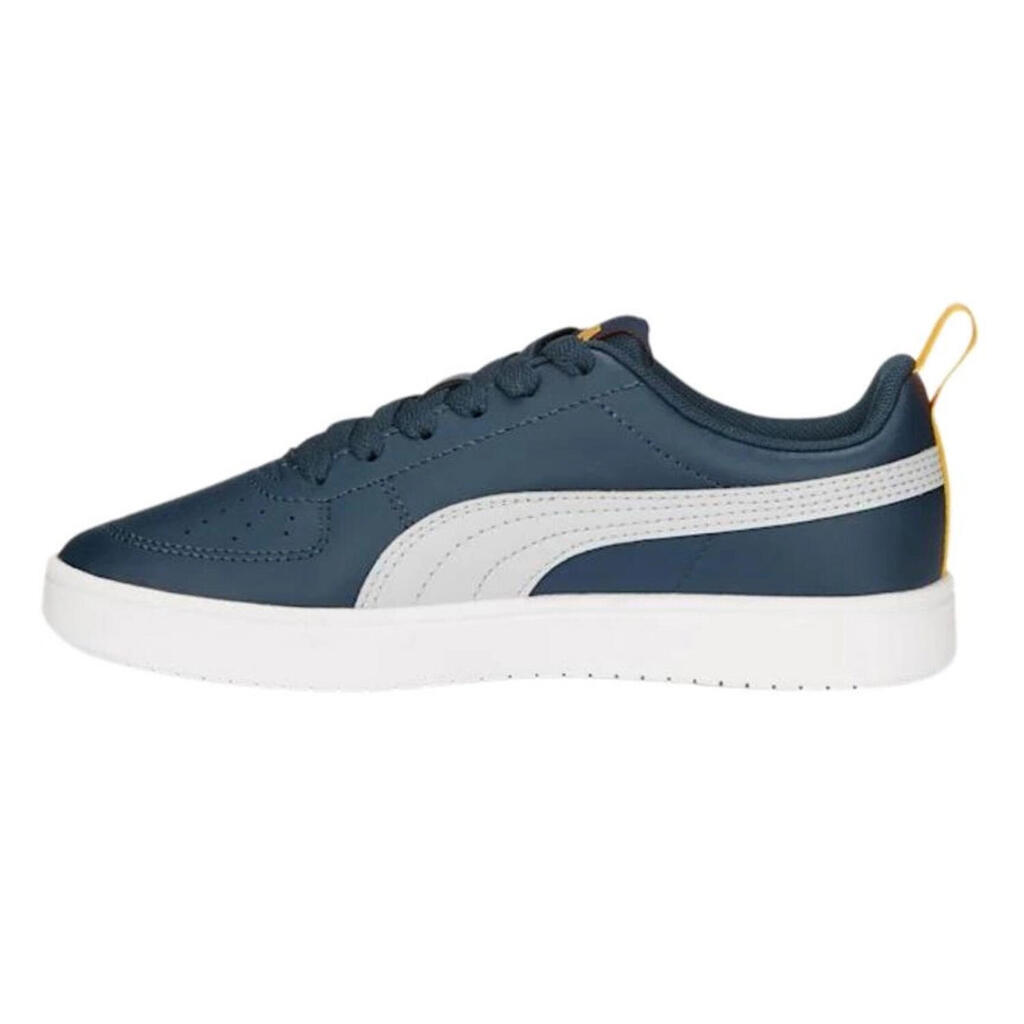 Childrens/Kids logical Leather Trainers (White/Navy Blue)