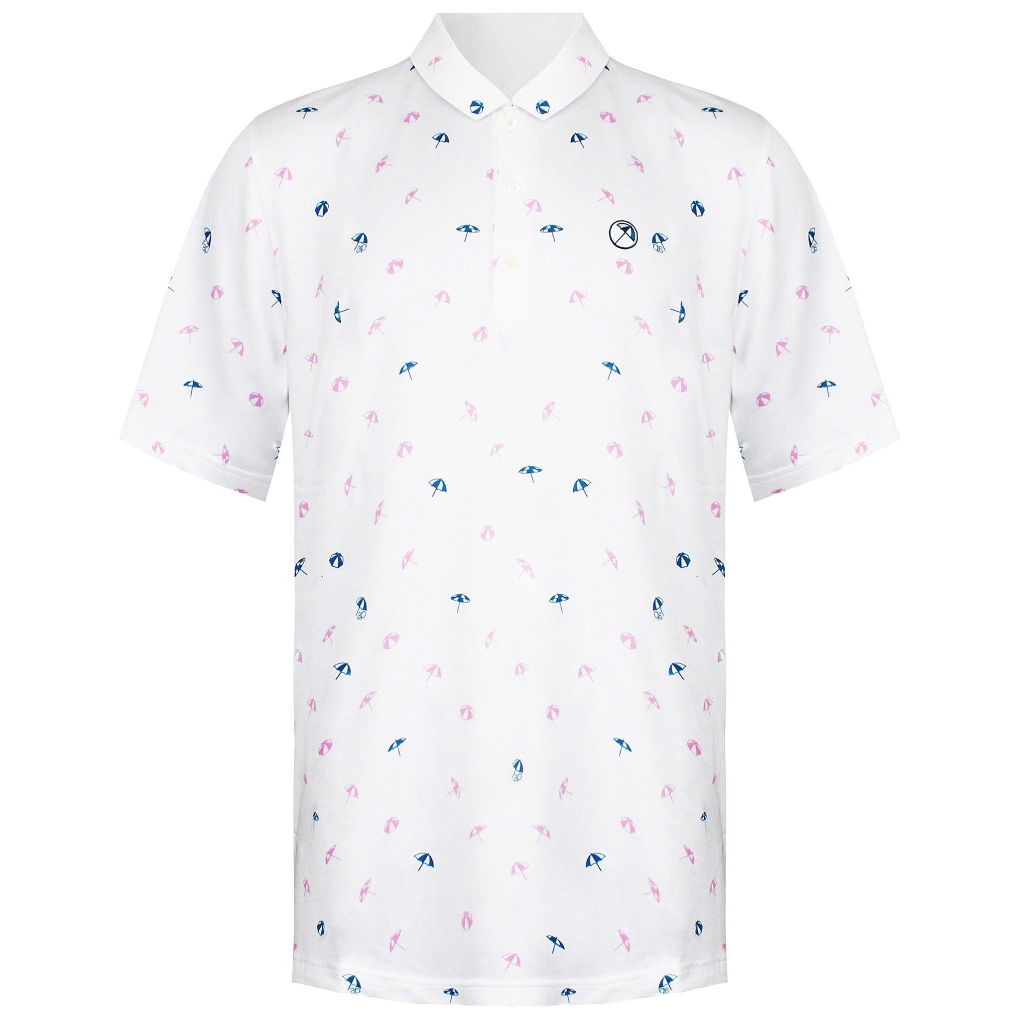 Puma x Arnold Palmer Dancing Umbrellas Mens White Golf Polo Shirt 1/2