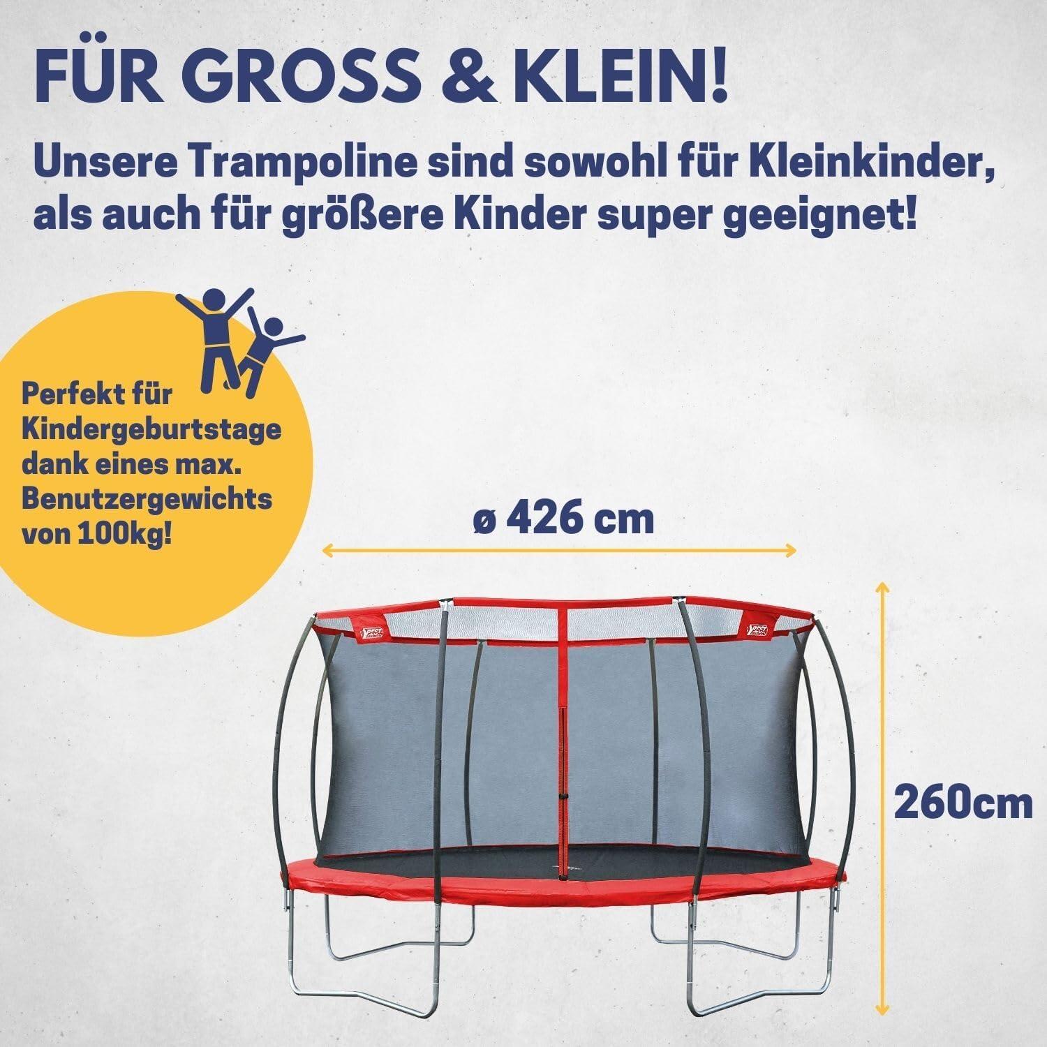 Best Sporting 57142 Trampolin Superstar RED 426 Ø incl. Netz 5/7