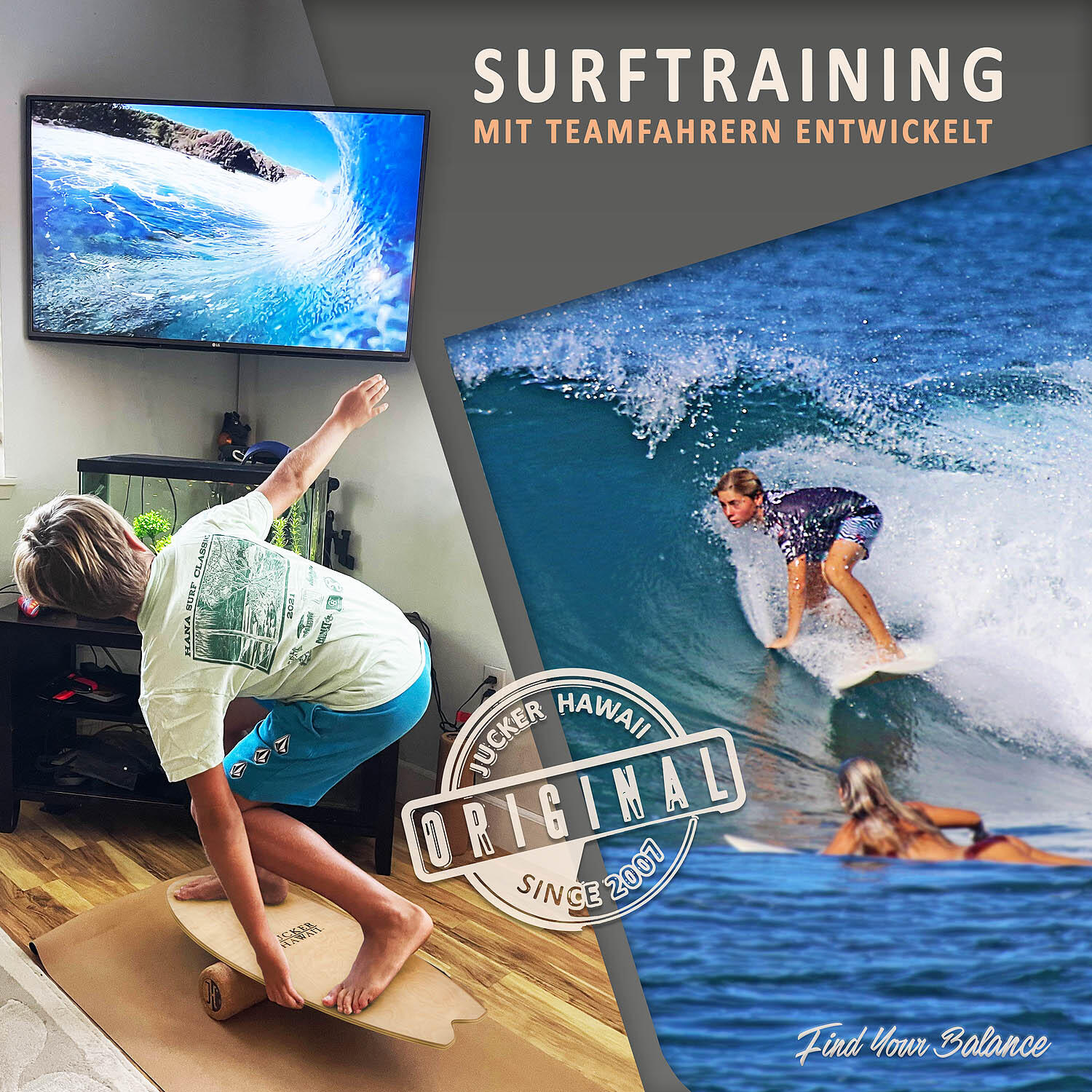 Balanceboard LOCAL WAVE | Set inkl. Korkrolle | Gleichgewichtstrainer 5/7