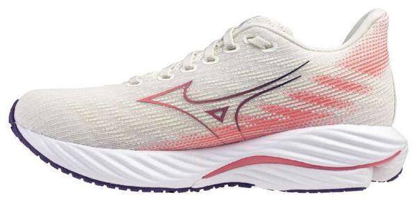 Chaussures Running Mizuno Wave Rider 28 Blanc/Rose Femme 2/7