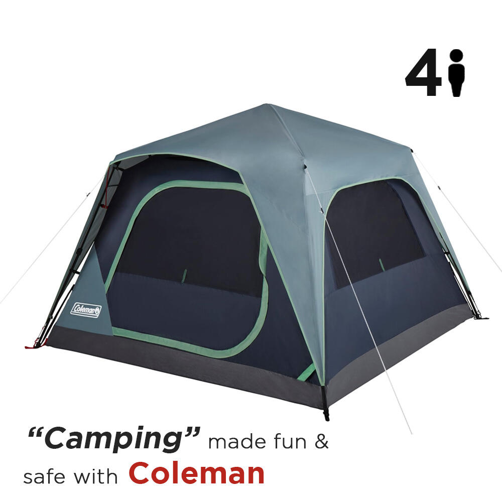 4-Person Skylodge Instant Camping Tent with Telescoping pre-attached Poles, 1 Minute Instant Setup, Blue