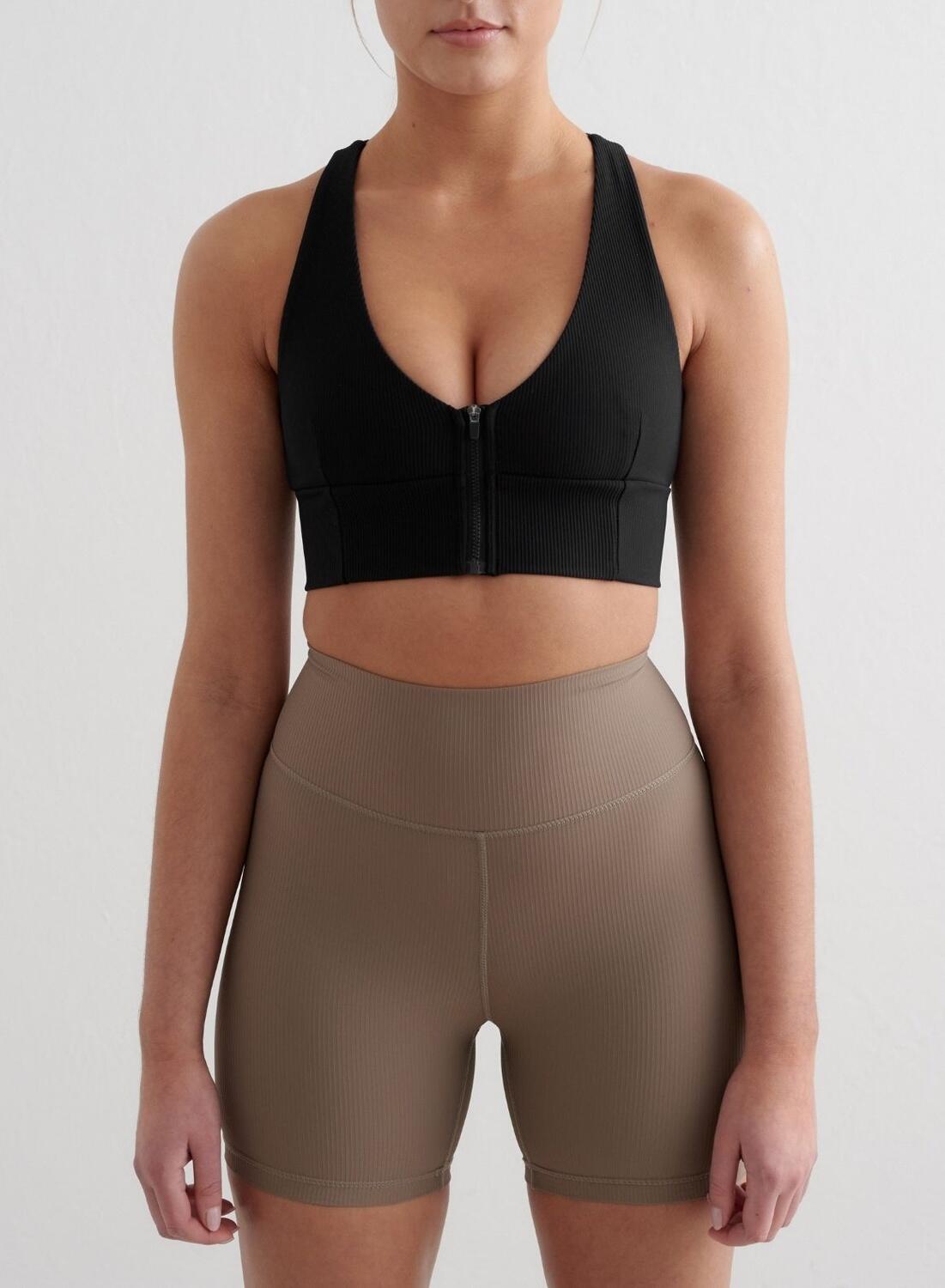 AIM'N Damen Yoga Sport BH Frontreißverschluss Cross Back Schwarz
