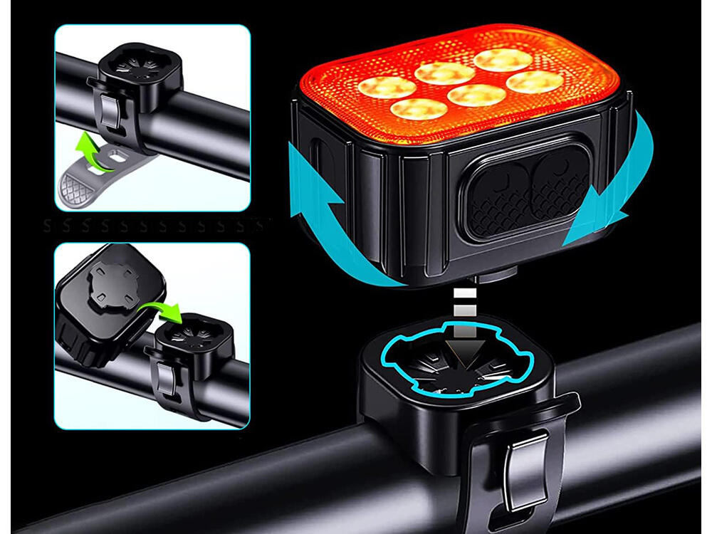 Eclairage vélo Kit phare et feu arrière rechargeable par USB  LED 4/7