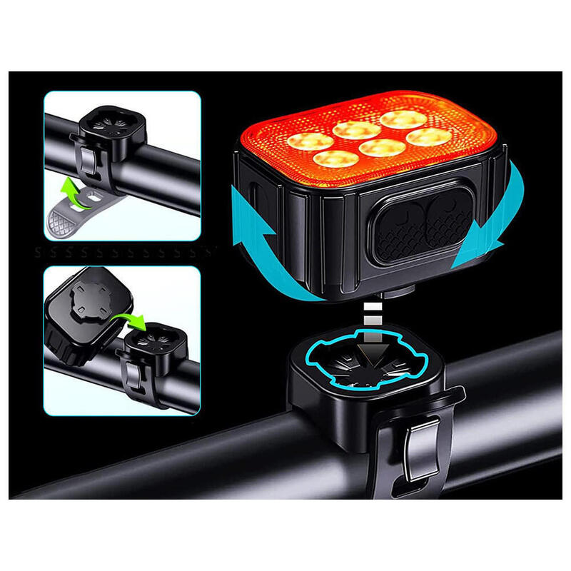 Eclairage vélo Kit phare et feu arrière rechargeable par USB  LED