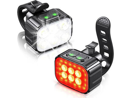 Eclairage vélo Kit phare et feu arrière rechargeable par USB LED