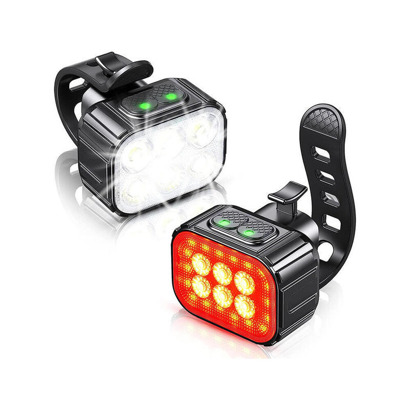 Eclairage vélo Kit phare et feu arrière rechargeable par USB  LED