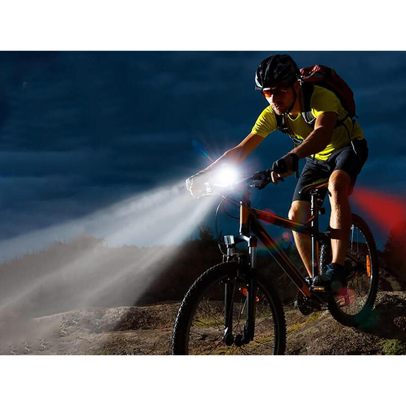 Eclairage vélo Kit phare et feu arrière rechargeable par USB  LED
