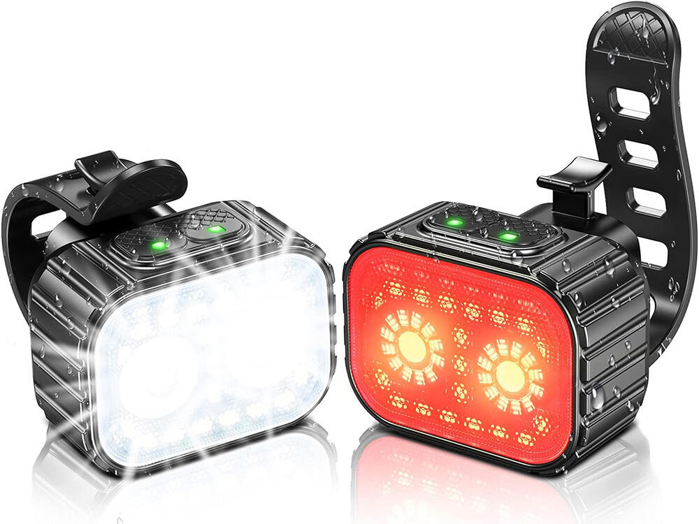 Eclairage vélo Kit phare et feu arrière rechargeable par USB  LED 5/7