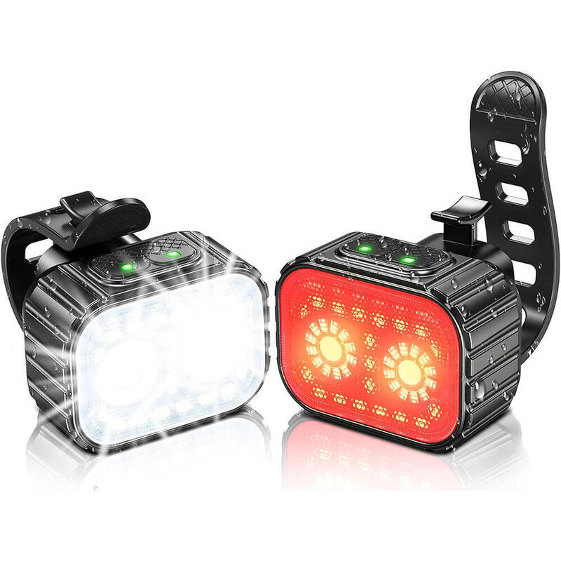 Eclairage vélo Kit phare et feu arrière rechargeable par USB  LED