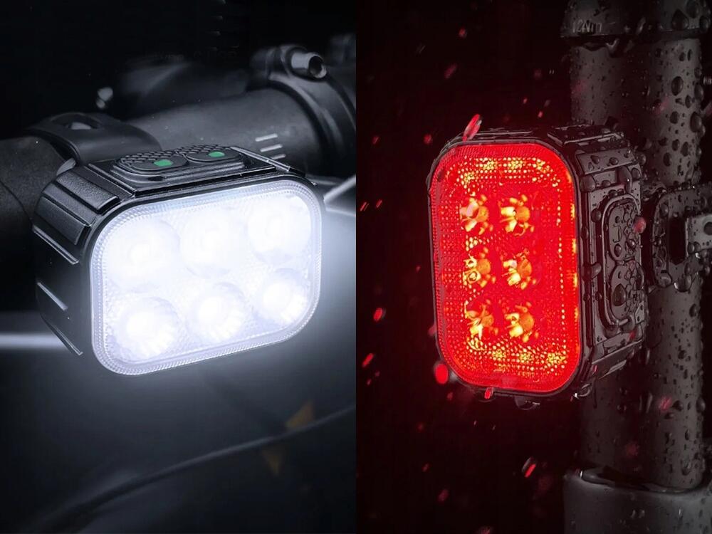 Eclairage vélo Kit phare et feu arrière rechargeable par USB  LED 6/7