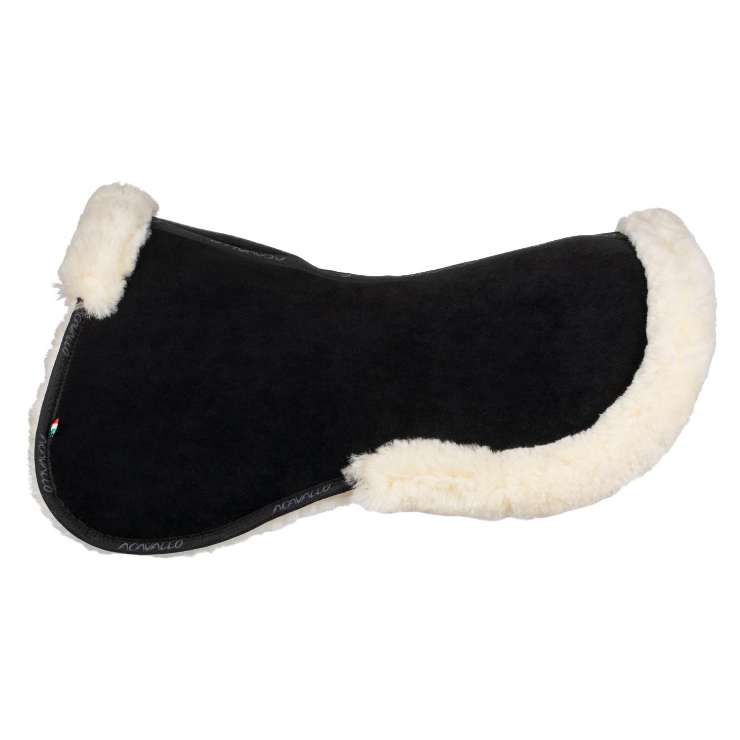 Acavallo Pocket & Memory Foam Half Pad W/risers Sheepskin Naturel Black 1/4