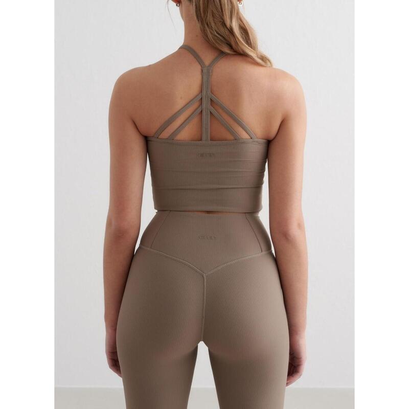 Femme Yoga Soutien-gorge de sport Côtelé Séchage Rapide Bralette Marron